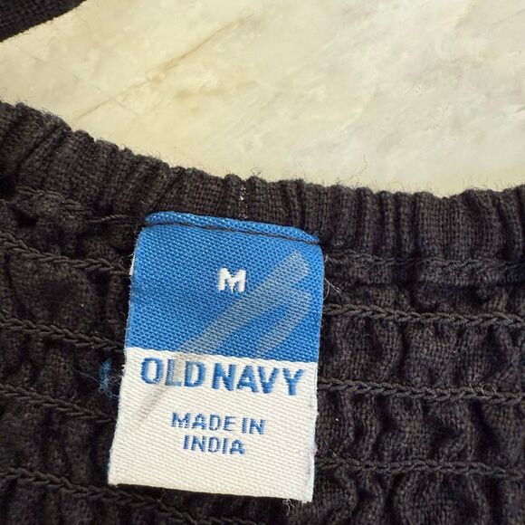 Old Navy linen blend black cami dress smocked back size M - Picture 4 of 7